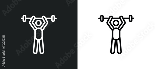 powerlifting icon isolated in white and black colors. powerlifting outline vector icon from sport collection for web, mobile apps and ui.