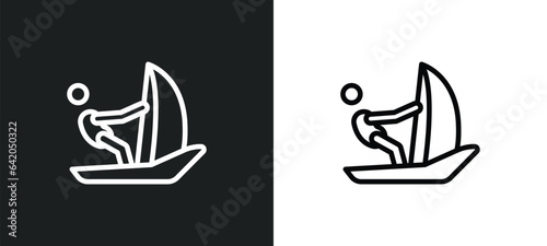 sailboat sport icon isolated in white and black colors. sailboat sport outline vector icon from sport collection for web, mobile apps and ui.