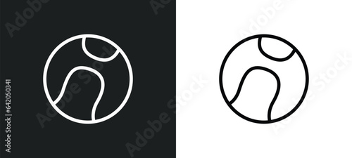 tennis ball icon isolated in white and black colors. tennis ball outline vector icon from sport collection for web, mobile apps and ui.