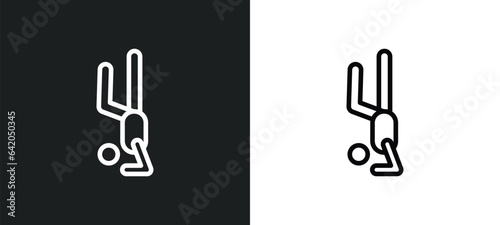 tumbling icon isolated in white and black colors. tumbling outline vector icon from sport collection for web, mobile apps and ui.
