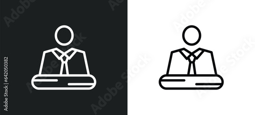 ceo icon isolated in white and black colors. ceo outline vector icon from startup stategy and collection for web, mobile apps and ui.