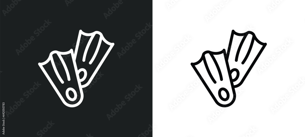 Obraz premium flippers icon isolated in white and black colors. flippers outline vector icon from summer collection for web, mobile apps and ui.