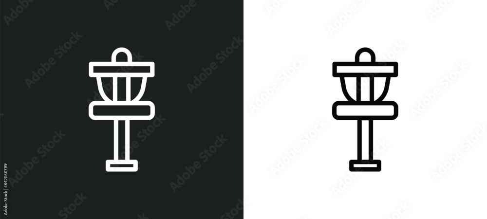disc golf icon isolated in white and black colors. disc golf outline vector icon from summer collection for web, mobile apps and ui. disc golf icon isolated in white and black colors. disc golf outline vector icon from summer collection for web, mobile apps and ui.