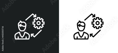 coaching icon isolated in white and black colors. coaching outline vector icon from strategy collection for web, mobile apps and ui.