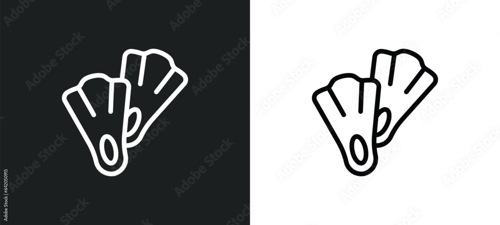 fins icon isolated in white and black colors. fins outline vector icon from summer collection for web, mobile apps and ui.