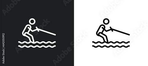 waterski icon isolated in white and black colors. waterski outline vector icon from summer collection for web, mobile apps and ui.