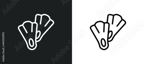 fins icon isolated in white and black colors. fins outline vector icon from summer collection for web, mobile apps and ui.