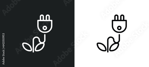 ecologic electricity icon isolated in white and black colors. ecologic electricity outline vector icon from technology collection for web, mobile apps and ui.