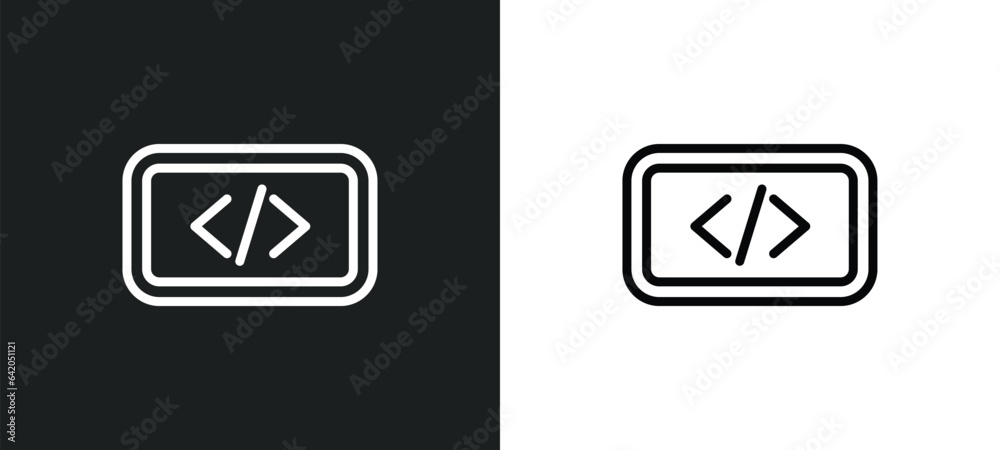 embedding icon isolated in white and black colors. embedding outline vector icon from technology collection for web, mobile apps and ui. embedding icon isolated in white and black colors. embedding outline vector icon from technology collection for web, mobile apps and ui.