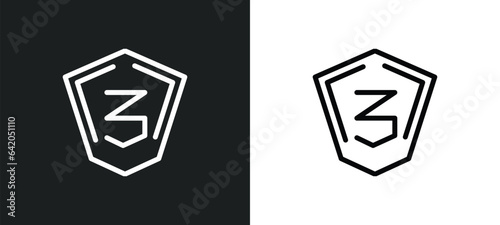 css3 icon isolated in white and black colors. css3 outline vector icon from technology collection for web, mobile apps and ui.