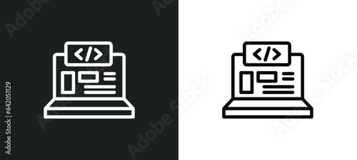 front end icon isolated in white and black colors. front end outline vector icon from technology collection for web, mobile apps and ui.