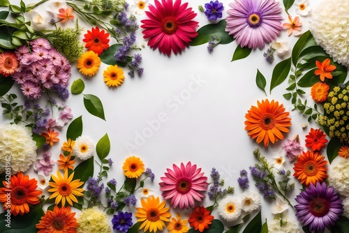 Spring flowers border with copy space 