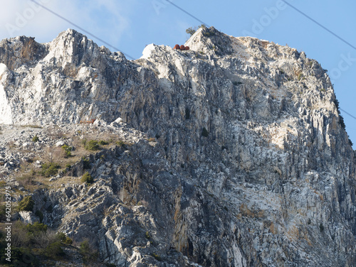 apuan alps in the carrara marble quarries sector in italy
