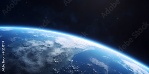 Cinematic shot of planet earth globe clouds and space background.