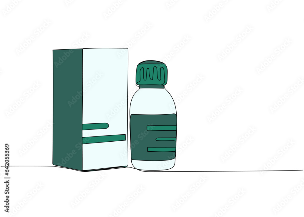 Medicine bottle with package, cough syrup, constipation syrup, herbal tincture, medicine one