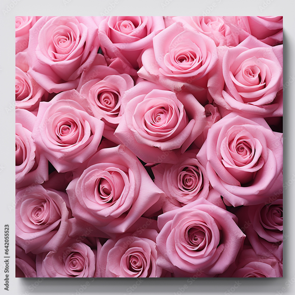 Obraz premium Many pink roses isolated on white, ai technology