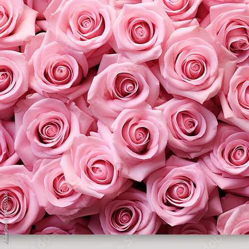 Many pink roses isolated on white  ai technology