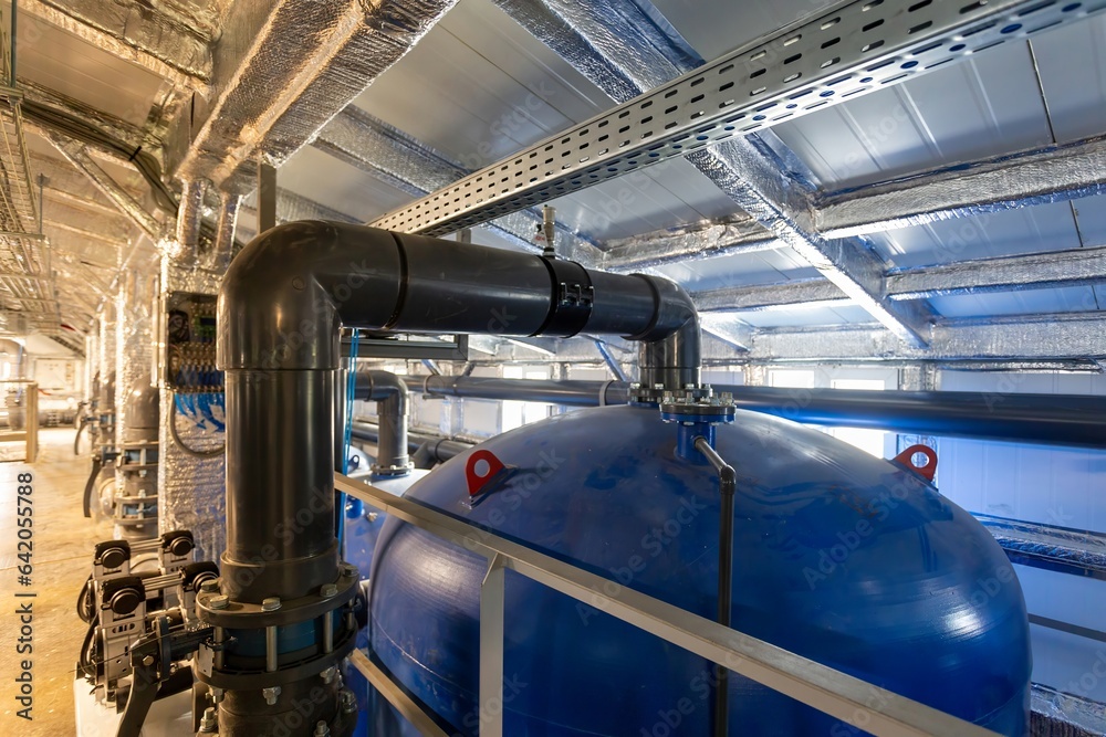 water treatment station interior, modern water treatment