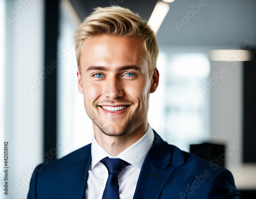 Wallpaper Mural Happy successful businessman man in suit smiling at work in the office Torontodigital.ca