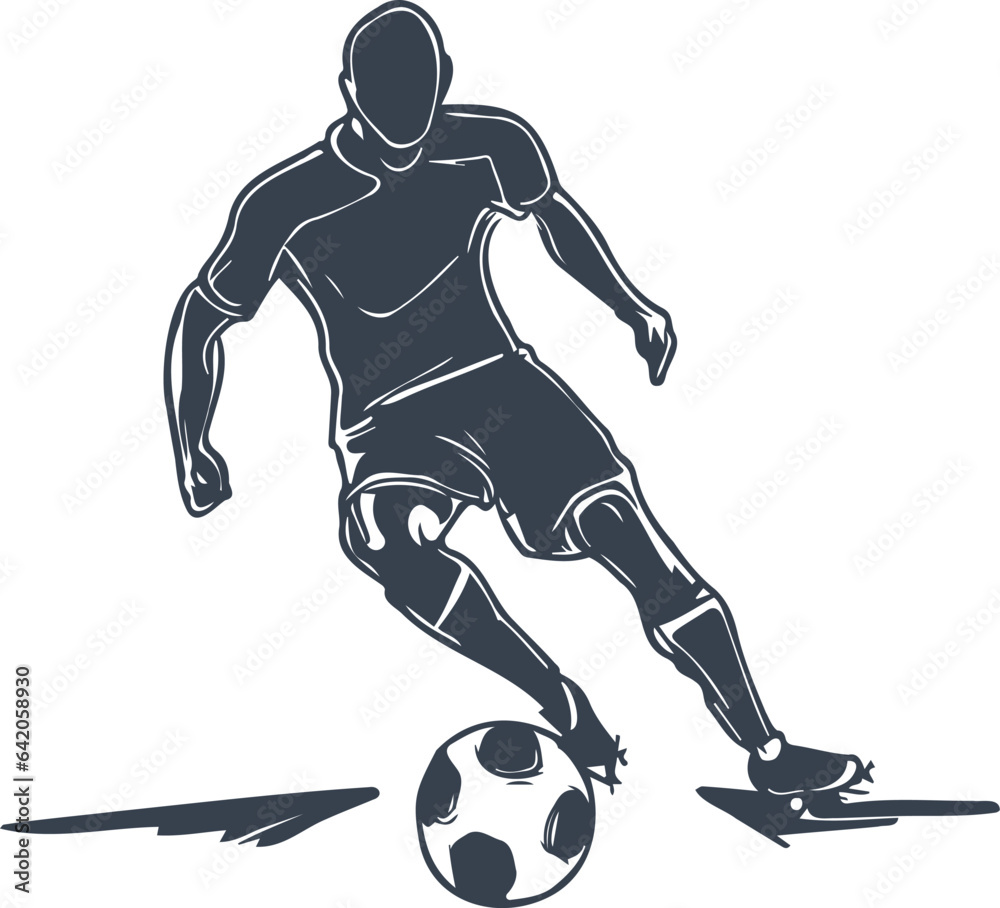 soccer player with ball simple monochrome vector image