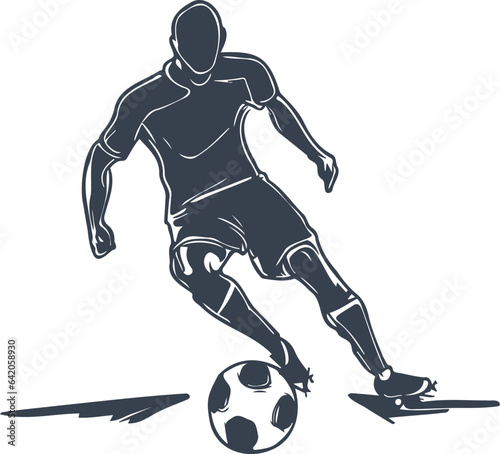 Fototapeta Naklejka Na Ścianę i Meble -  soccer player with ball simple monochrome vector image