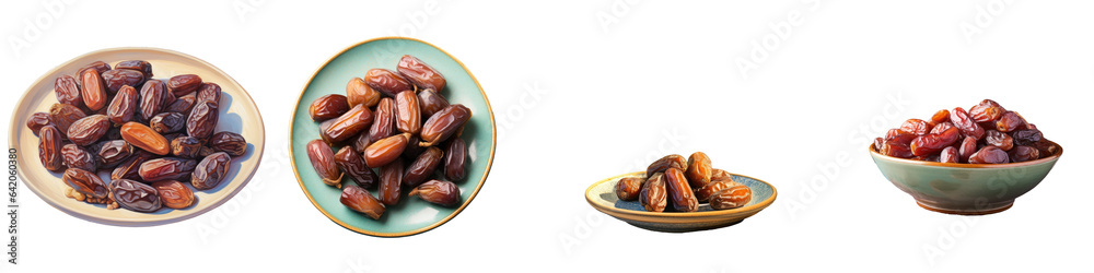 Dried dates on a plate transparent background Dried dates on a plate transparent background