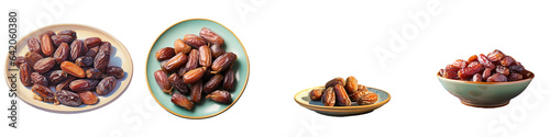 Dried dates on a plate transparent background