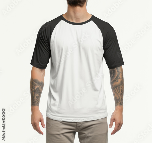 Young man wearing a white casual sweatshirt for mockup design, AI Generated
