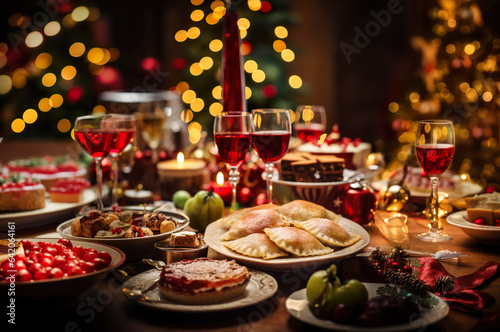 A photo of Christmas table with food © Kalim