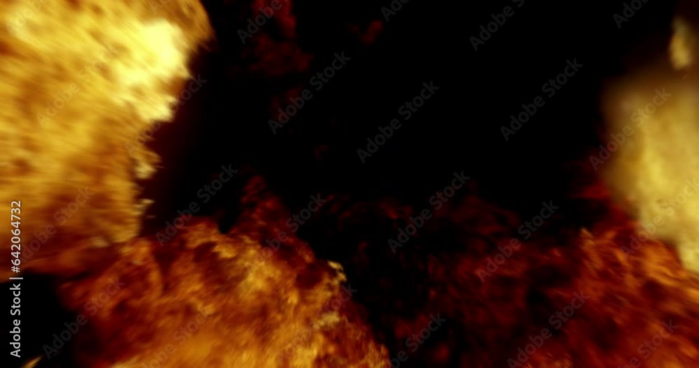 Fiery Explosions and Shockwaves on Black Background. 4K VFX Element.