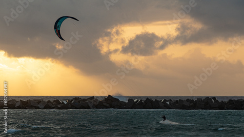 WindSurfing during beautifull sunset © Monika