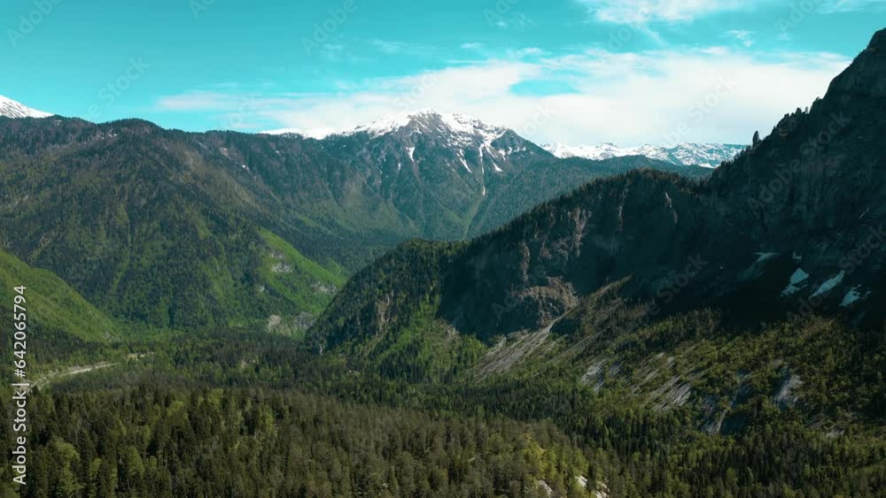 beautiful mountains in Abkhazia in summer from a bird's-eye view taken from a drone beautiful mountains in Abkhazia in summer from a bird's-eye view taken from a drone