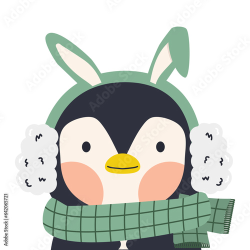 Cute head penguin animal warm clothes