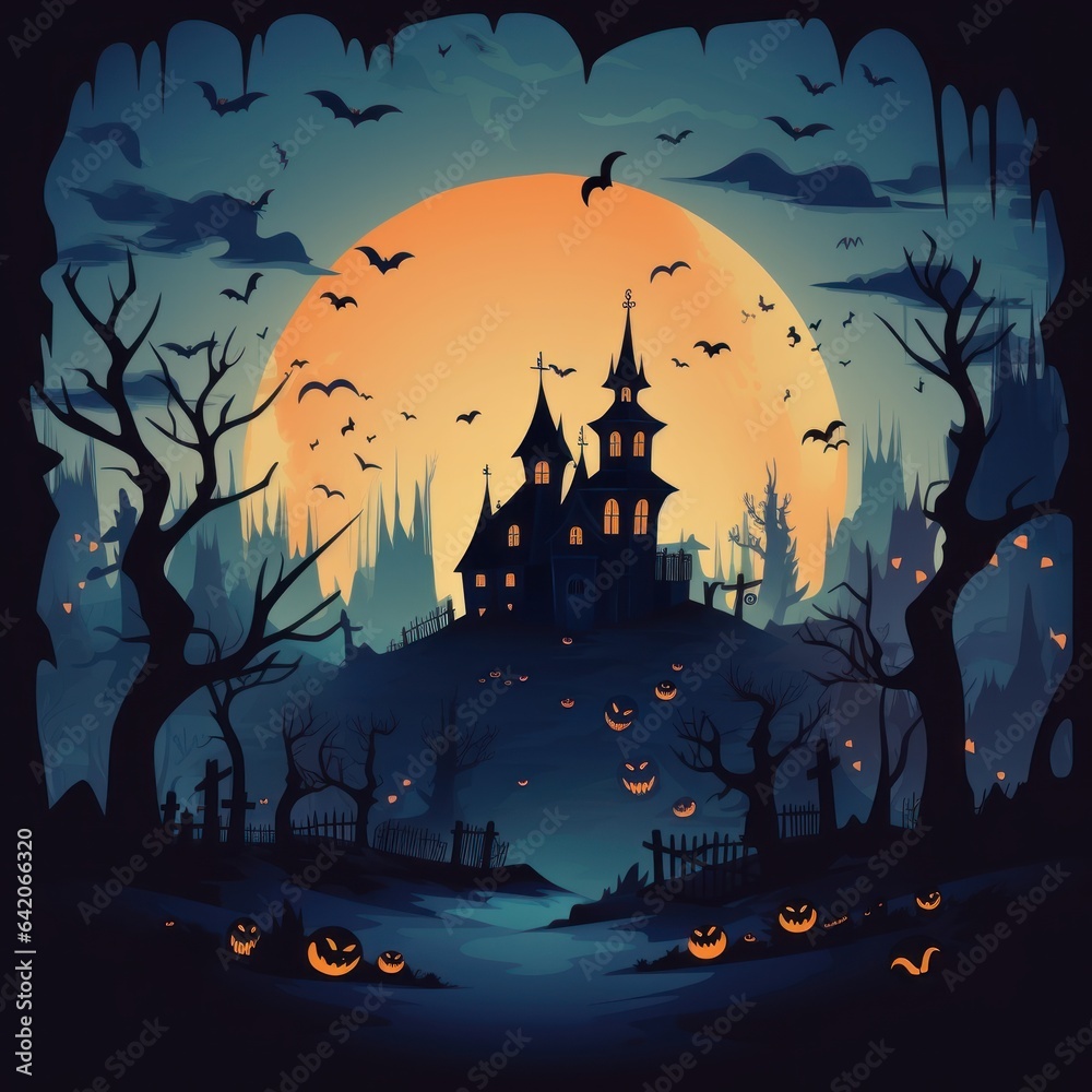 Halloween background with castle, Halloween background with pumpkin, Halloween night background