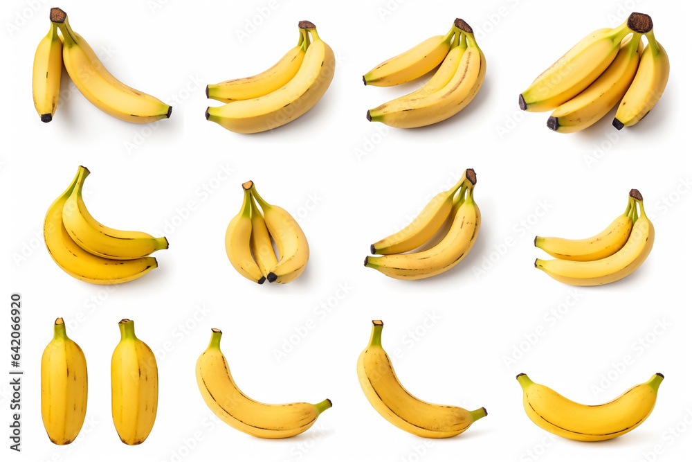 Yellow banana on white background