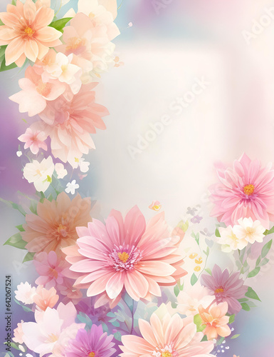 Colorful watercolor floral  background . AI © Kei