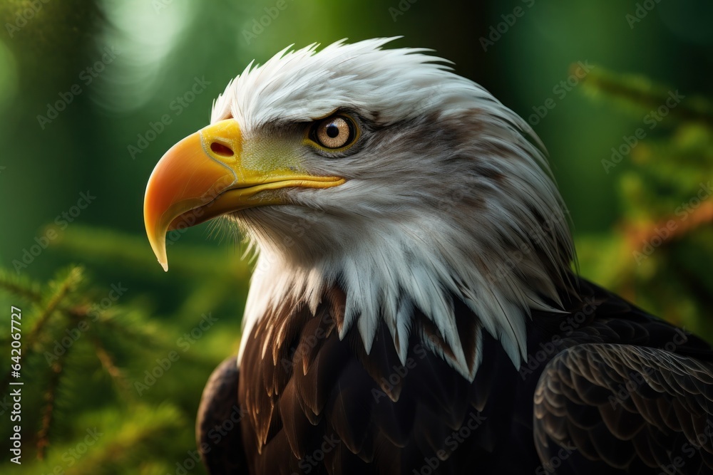 Obraz premium Portrait of a american bald eagle. Generative AI eagle face