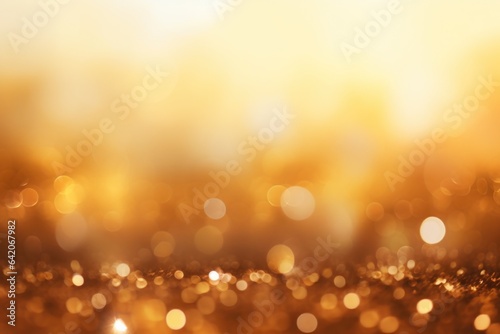 Abstract golden bokeh background. Blurred gold backdrop, generated by AI