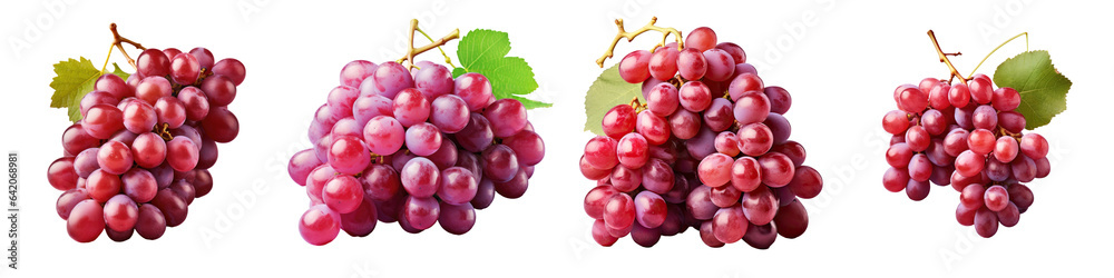 Fototapeta premium Fresh red grapes isolated on a transparent background with clipping path
