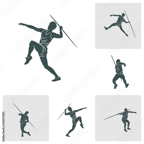 Set of Javelin Thrower vector illustration design. Javelin Thrower logo design Template.