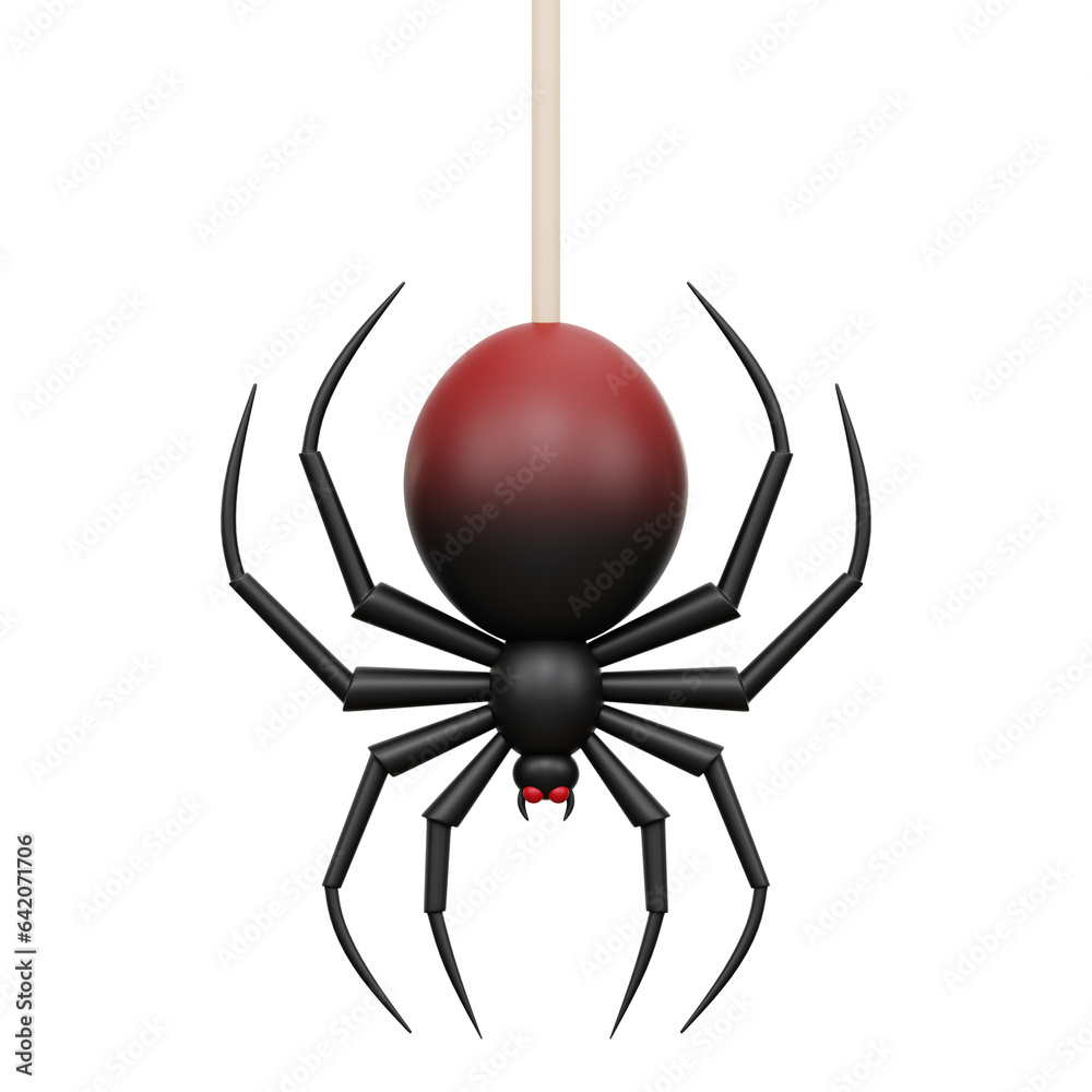 Obraz premium Scary Big Spider 3D icon Isolate Transparent Background, 3D Rendering illustration
