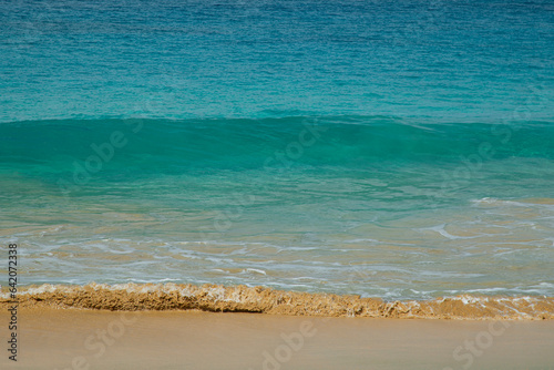 Beautiful beach in Maio Island in Cape Verde. With their soft sands, azure waters, and tranquil ambiance, they offer a serene tropical paradise.