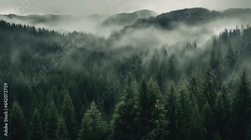 foggy forest with fog and trees Created with AI © therealnodeshaper