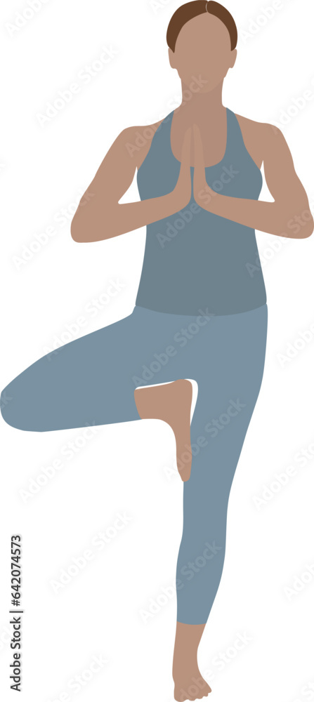 Woman doing yoga tree pose isolated in white background. Vrksasana pose Woman doing yoga tree pose isolated in white background. Vrksasana pose
