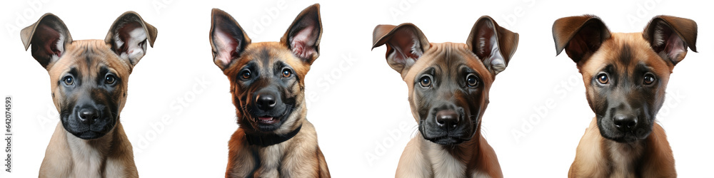 Portrait of an adorable Belgian Shepherd Malinois puppy transparent background