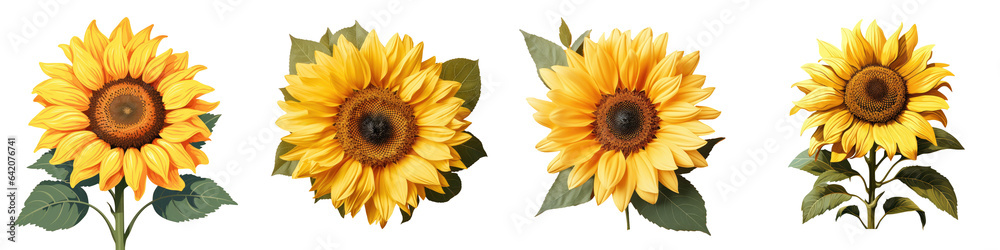 Fototapeta premium Isolated sunflower on a transparent background