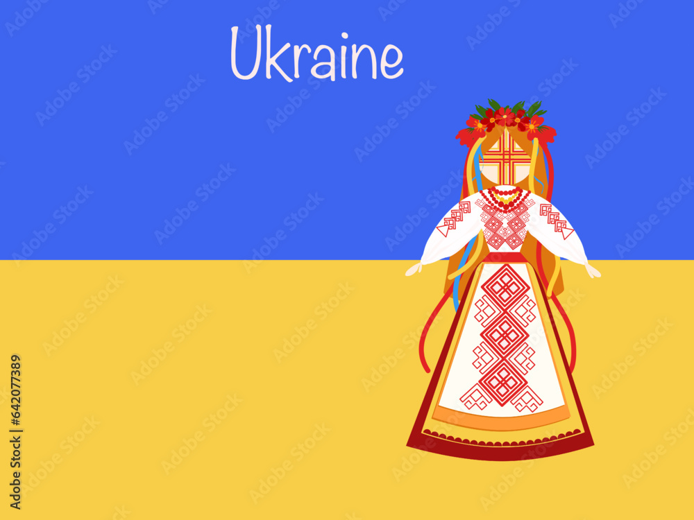 Ukranian doll motanka  national ornament talisman vector illustration ethnicity traditional culture amulet