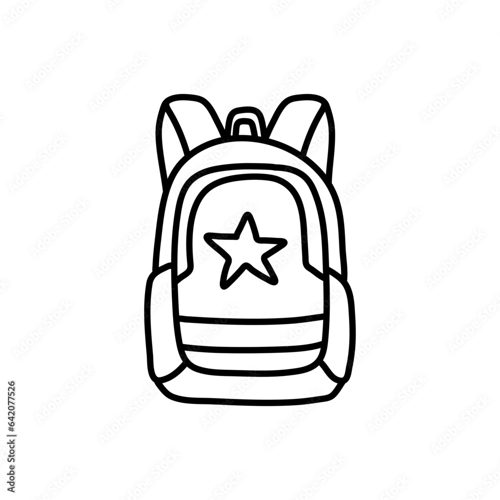 Fototapeta premium Kid’s school bag doodle hand drawn vector illustration.