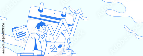 Virtual characters social communication concept business flat vector hand drawn illustration