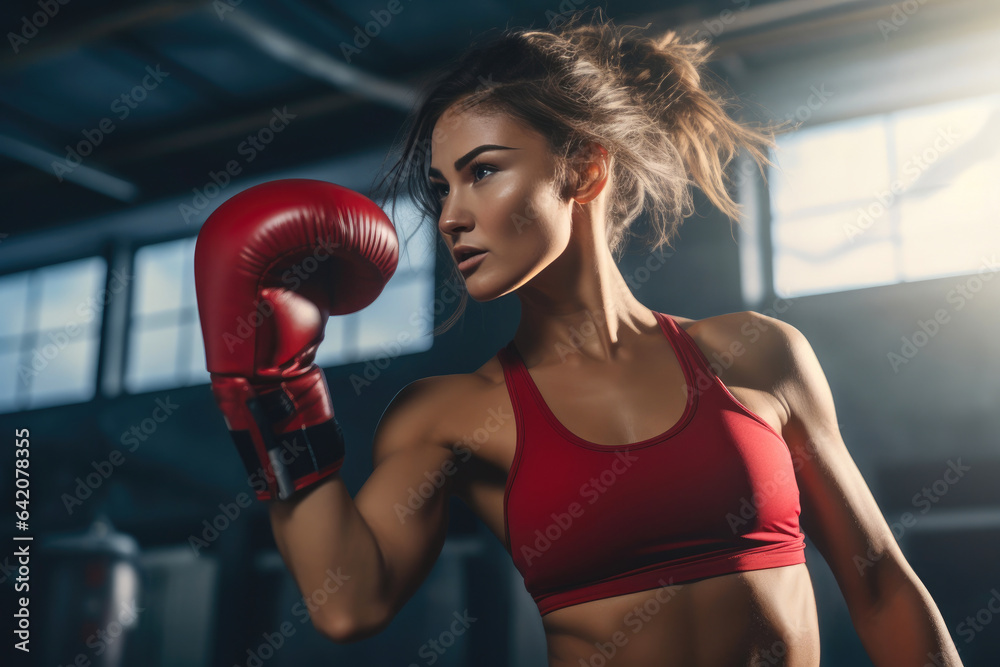 High-Impact Kickboxing: Athletic Woman in Action